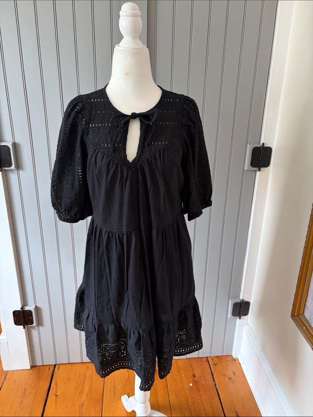Old Navy Black Eyelet Midi Dress